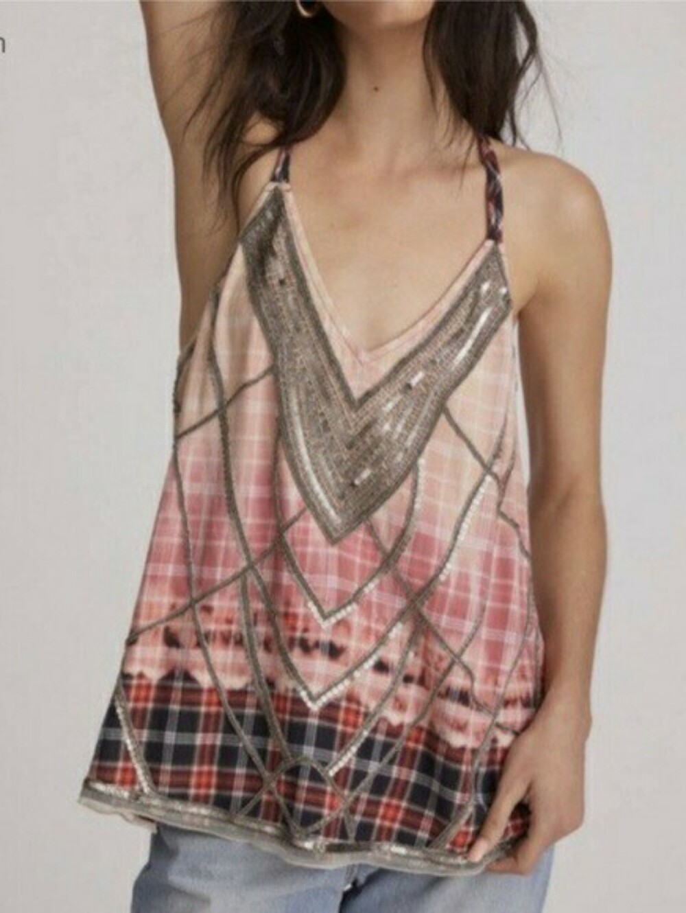💖💖 Anthro Pilcro Flowy Tank With Embroidered Beads Size XL